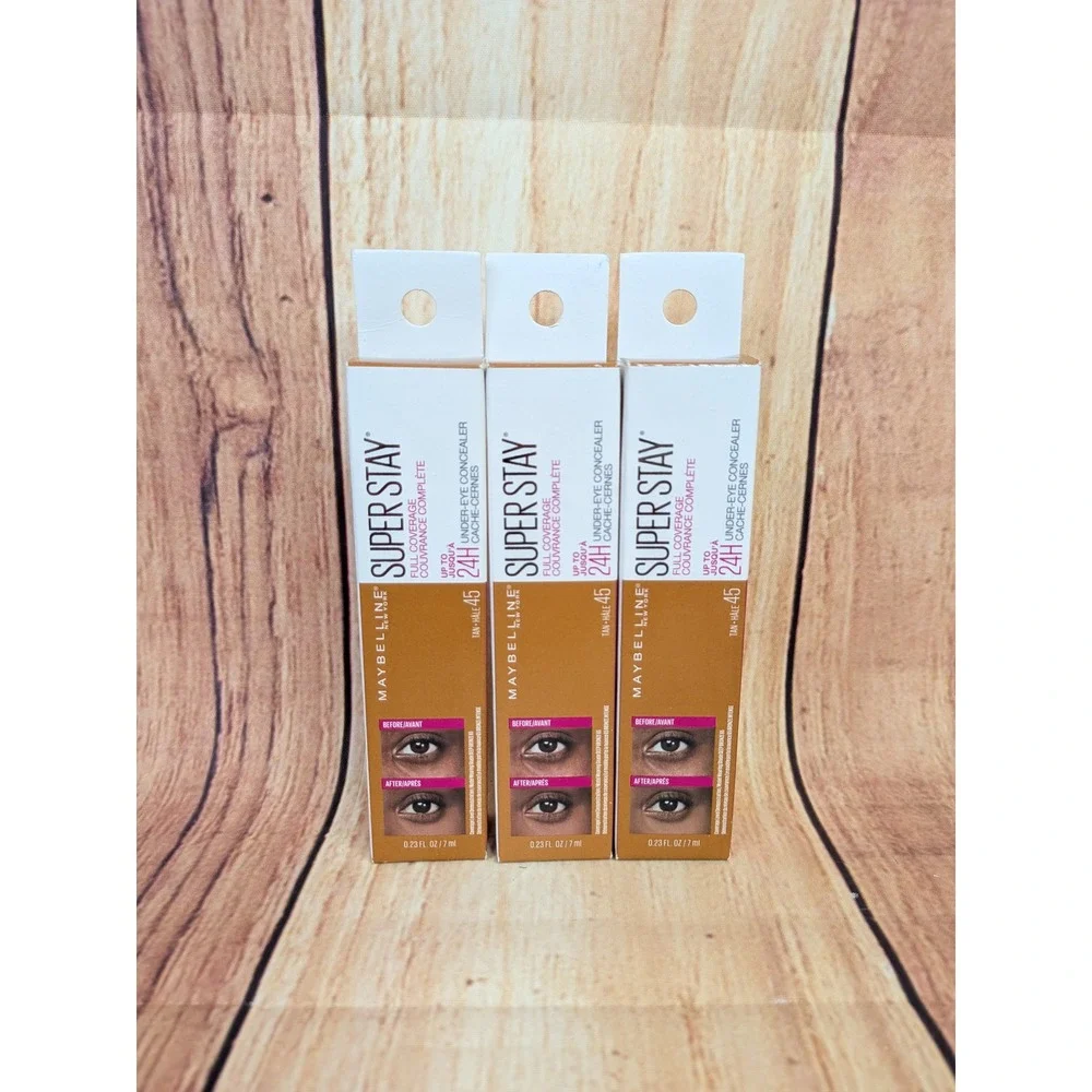 3 PK Maybelline Super Stay Full Coverage Under-Eye Concealer Tan 45 0.23 oz